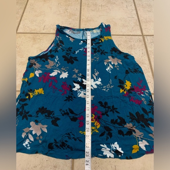 Apt. 9 Essentials Teal Floral Tank Top - XXL - Picture 5 of 5